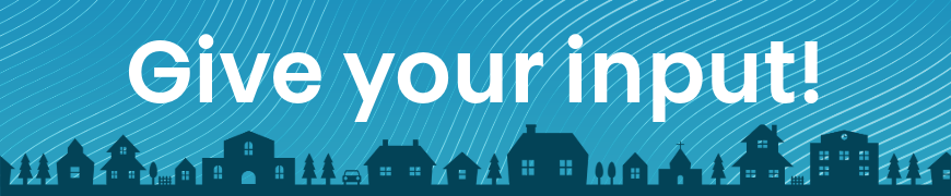 A blue rectangle with the text "​Get involved!"